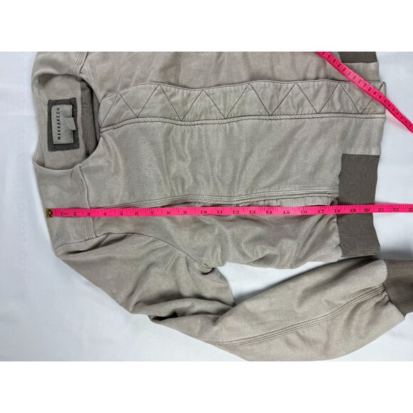 Anthropologie Marrakech Bibiana Bomber Jacket Beige Microsuede Zip Front Size M - Picture 7 of 8